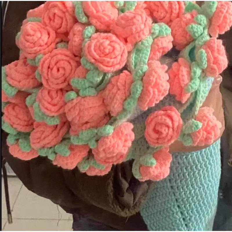 Hand-Knitted Rose Blanket Bouquet Blanket Diy Material Package Hand-Woven Flower Blanket Gift For Her-Lovesyouforever