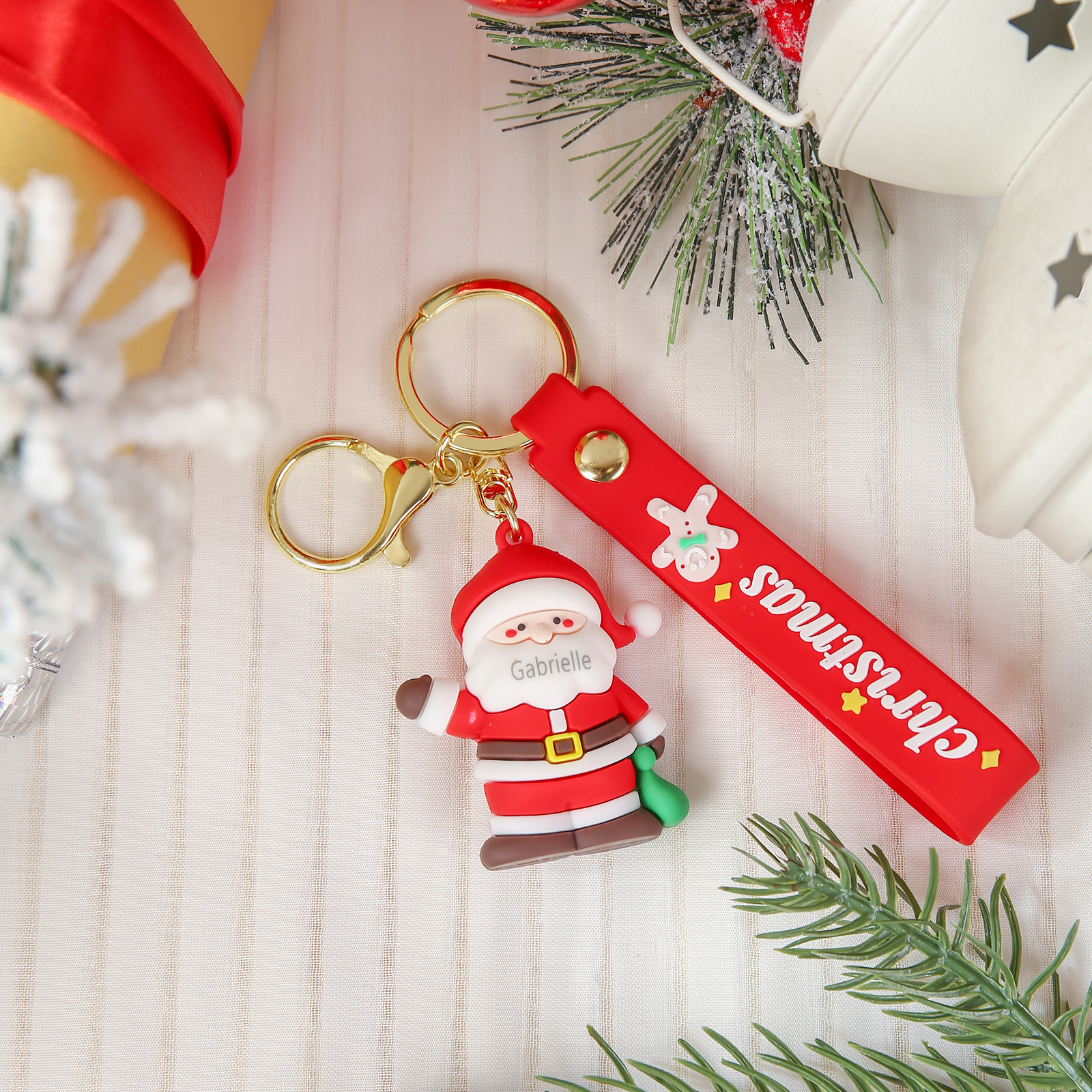 Personalized Christmas Santa Claus Keychain-Custom Name Keychain Gift-Lovesyouforever