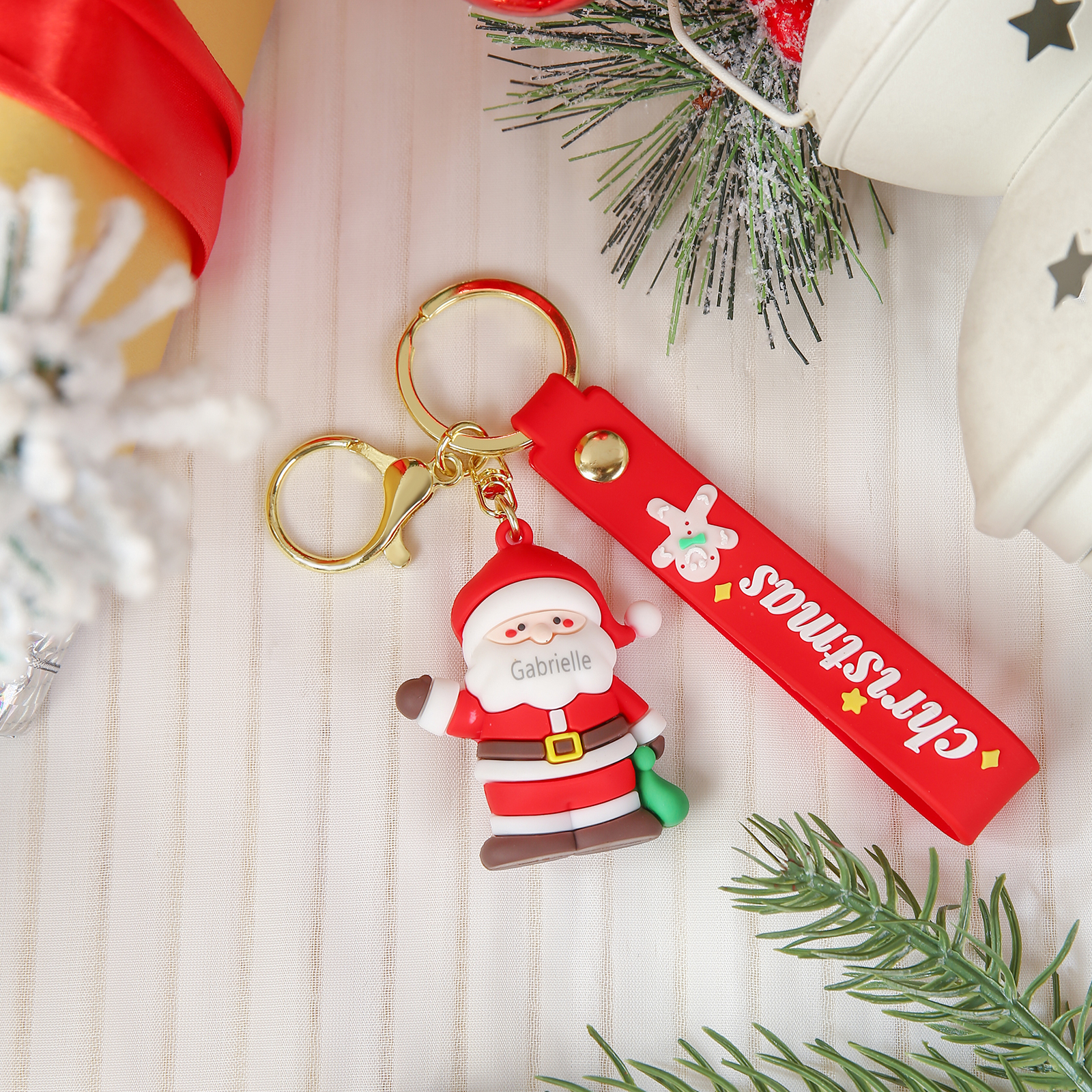 Personalized Christmas Santa Claus Keychain-Custom Name Keychain Gift-Lovesyouforever