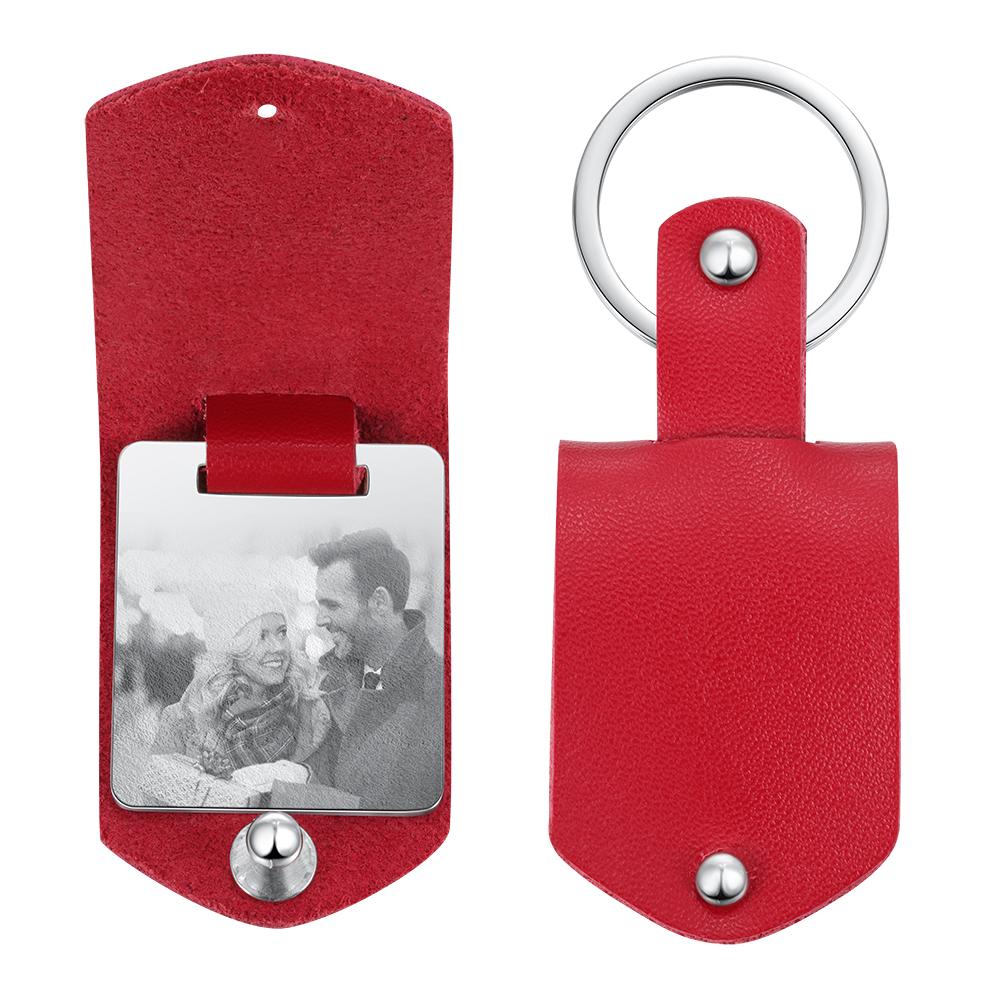 Personalized Photo Leather Keychain with Calendar-Lovesyouforever