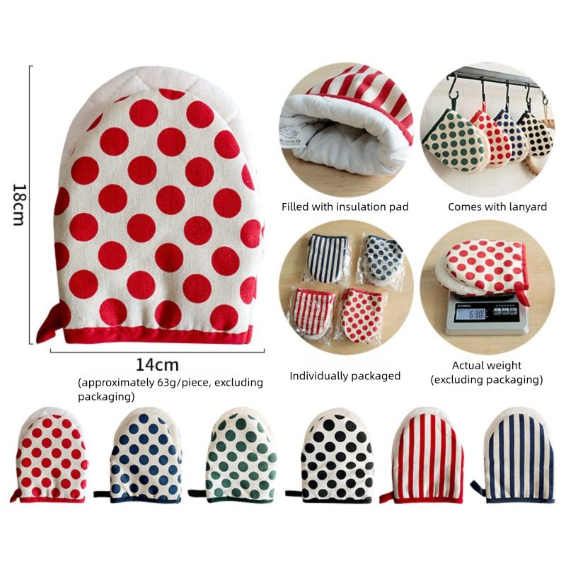 2026 New Polka Dot Heat-Resistant Oven Gloves for Home Use, Microwave Oven Anti-Scald Thickened Insulated Gloves, Wear-Resistant and Non-Slip-Lovesyouforever