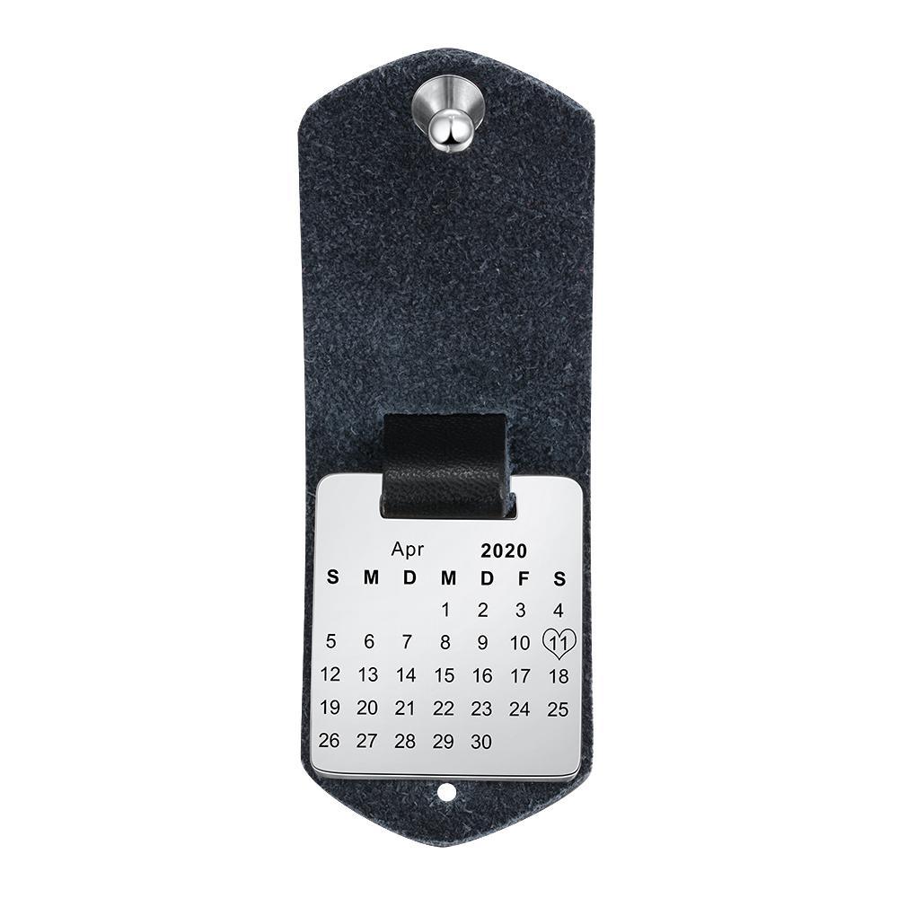Personalized Photo Leather Keychain with Calendar-Lovesyouforever