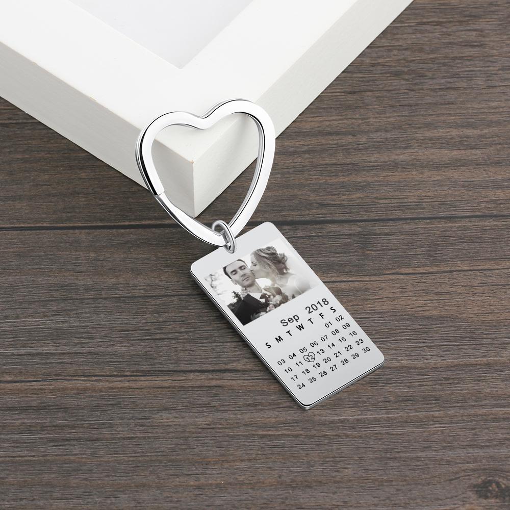 Personalized Photo Keychain With Calendar-Lovesyouforever