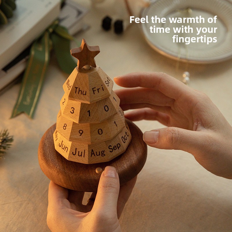 New Christmas Tree Calendar Creative Decorative Gift 2026 Solid Wood Perpetual Calendar Desk Calendar High-end Desktop Ornament-Lovesyouforever