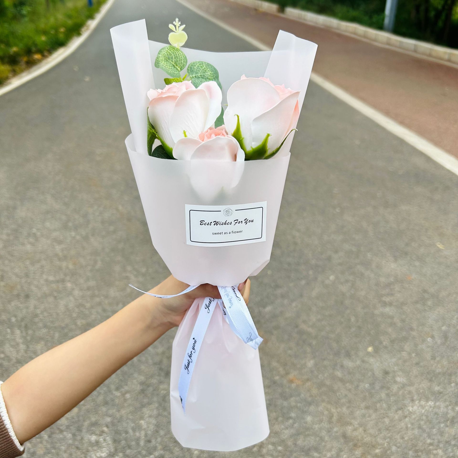 Finished crushed ice blue rose bouquet, soap flowers, Qixi Festival gift, graduation bouquet, gift for best friend, photo decoration, artificial flowers-Lovesyouforever