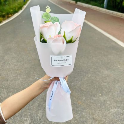 Finished crushed ice blue rose bouquet, soap flowers, Qixi Festival gift, graduation bouquet, gift for best friend, photo decoration, artificial flowers-Lovesyouforever
