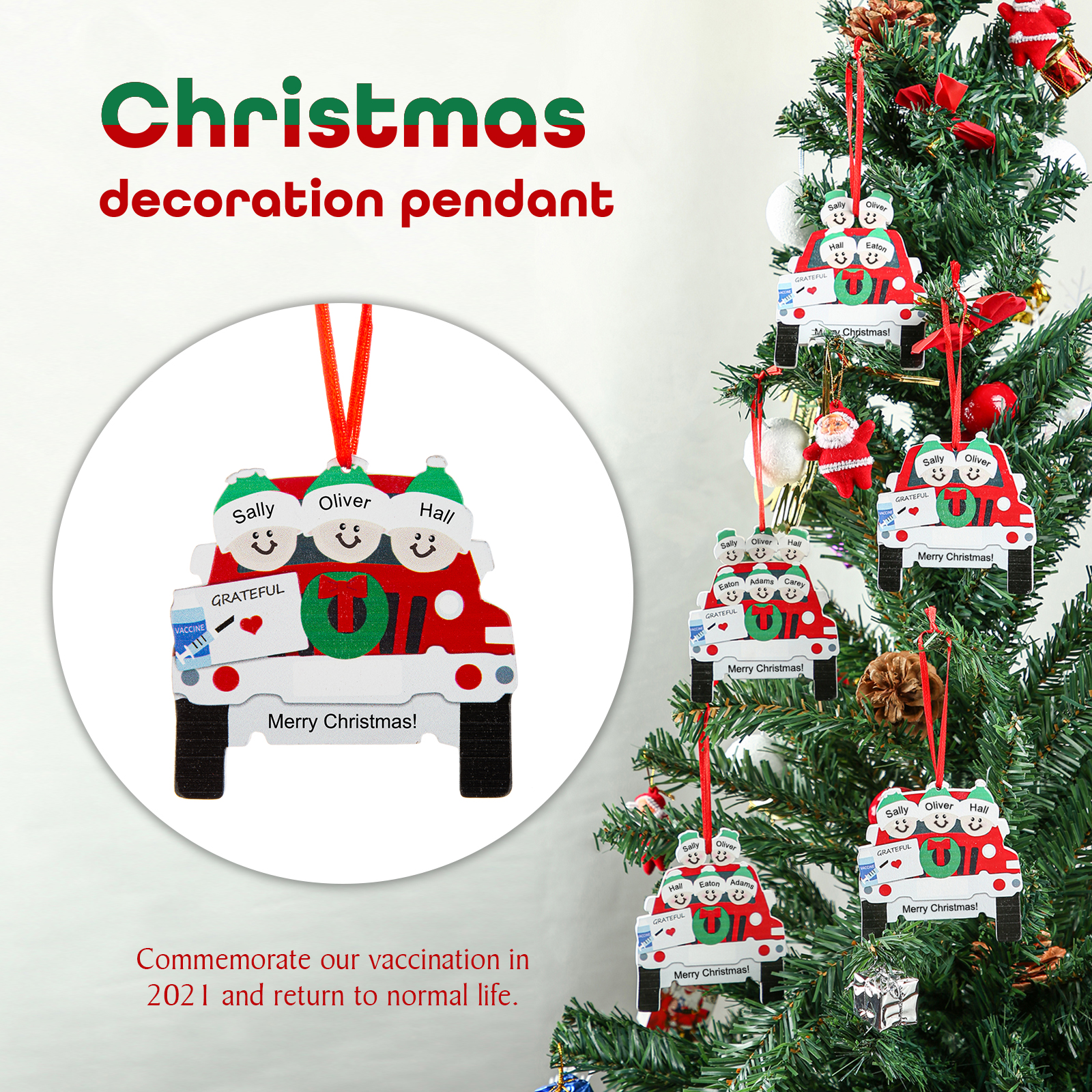 Personalized 3 Names Car Vaccined Christmas Ornament Gifts For Family-Lovesyouforever