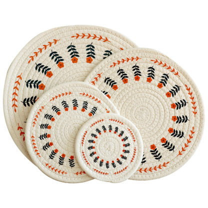 Woven Insulated Table Mat, Light Luxury Nordic Cotton Printed Placemat, Plate Mat, Cup Mat, Round Pot Mat, Bowl Mat-Lovesyouforever