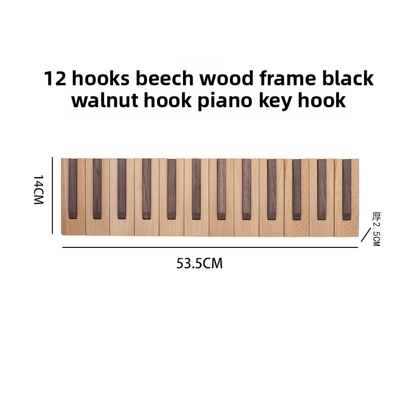 North American black walnut wood coat rack with piano key-style hooks for entryway, bedroom, wall-mounted, no-drill required coat and hat hook-Lovesyouforever