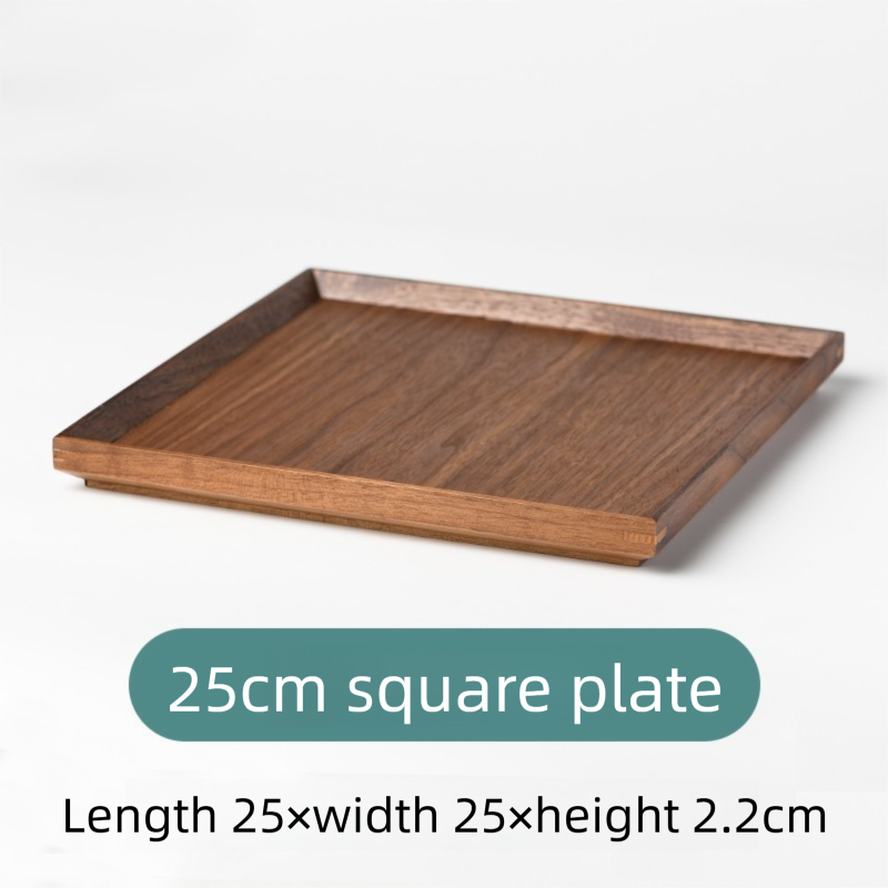 Black walnut solid wood tray, rectangular wooden tray, Japanese-style household fruit plate, wooden red tray, tea tray-Lovesyouforever