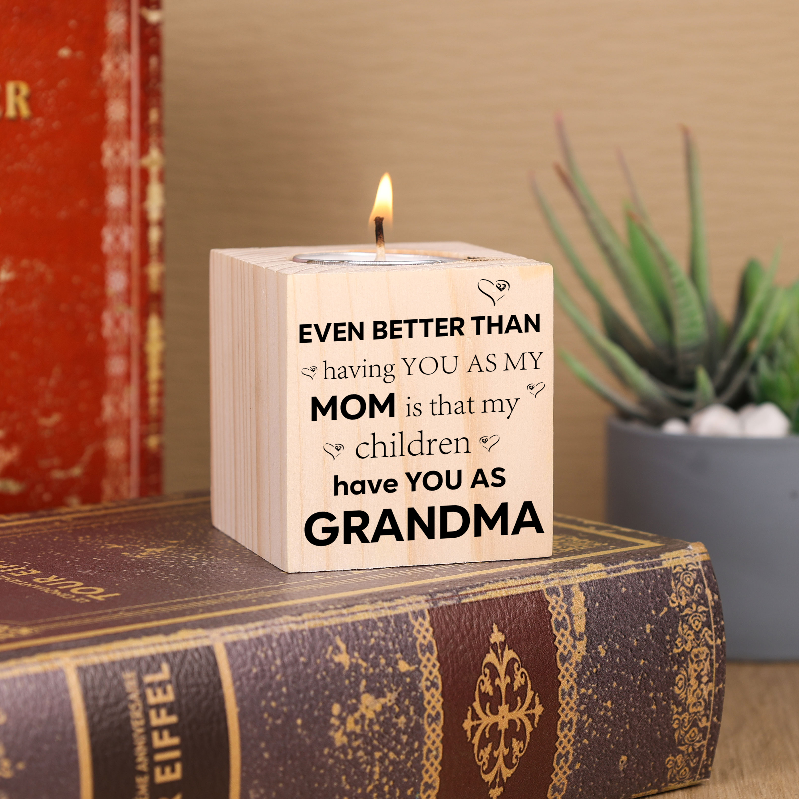 Grandma Wooden Candlesticks-Even Better Is That My Children Have You As Grandma-Candle Holder Gift for Grandma-Lovesyouforever
