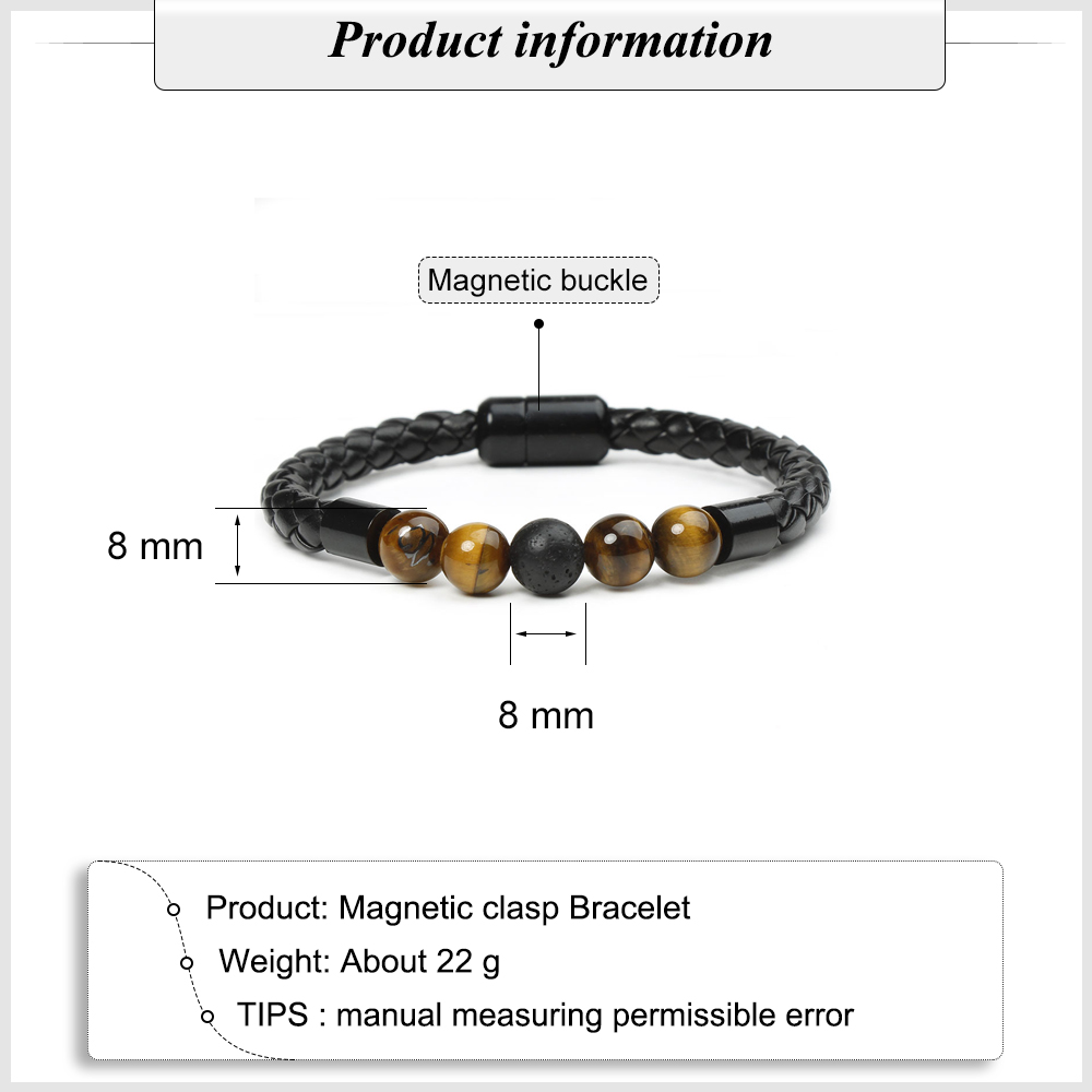 Tiger Eye & Black Onyx Beaded Bracelet – Unique Gift for Him | Jessemade-Lovesyouforever