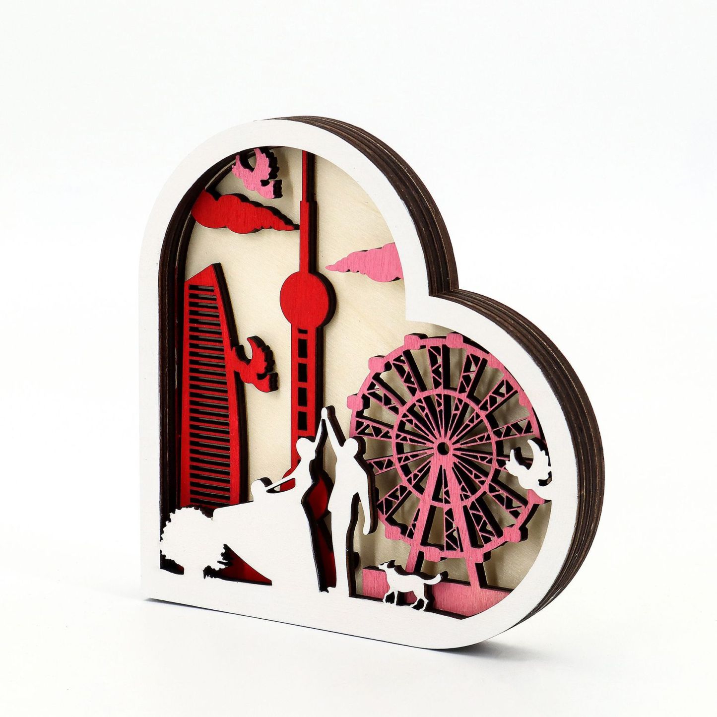 Wooden Hollow Carved Heart Ornament Gift-Desktop Decoration European Style Frame For Couple-Lovesyouforever