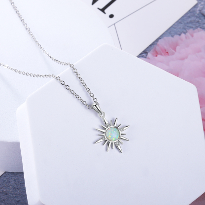 Sun Opal Pendant Necklace for Women-Lovesyouforever
