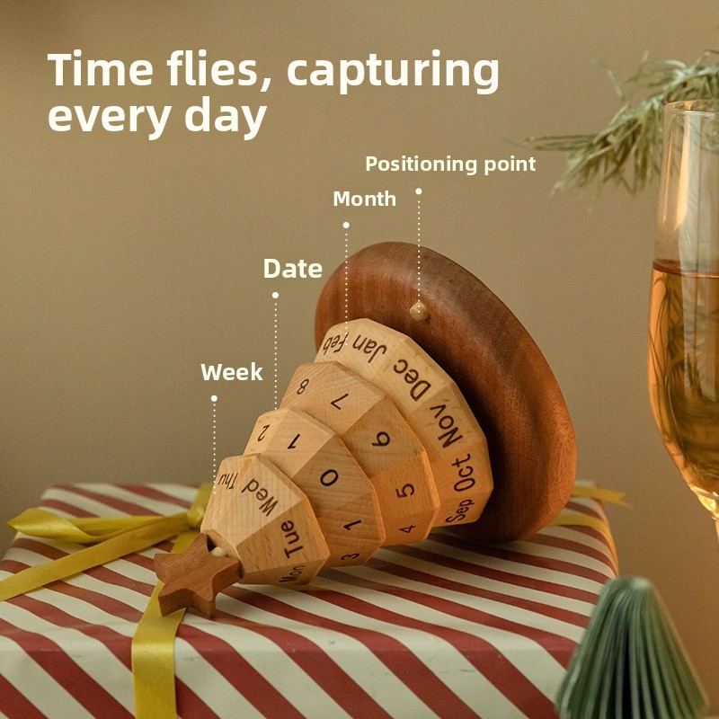 New Christmas Tree Calendar Creative Decorative Gift 2026 Solid Wood Perpetual Calendar Desk Calendar High-end Desktop Ornament-Lovesyouforever