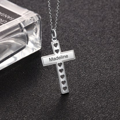 Personalized Cross and Heart 1 Name Pendant Necklace for Women-Lovesyouforever