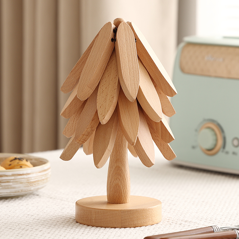 A tree-shaped heat-resistant mat made of solid wood, suitable for high temperatures, for home use in the living room, kitchen, and dining table; creative wooden placemat and anti-scald pot mat-Lovesyouforever