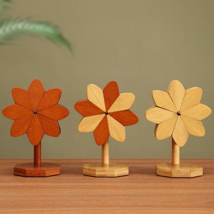 Tree-shaped windmill heat-resistant mat, bamboo solid wood placemat, coaster, anti-scald mat, table mat, creative high-end decorative item-Lovesyouforever