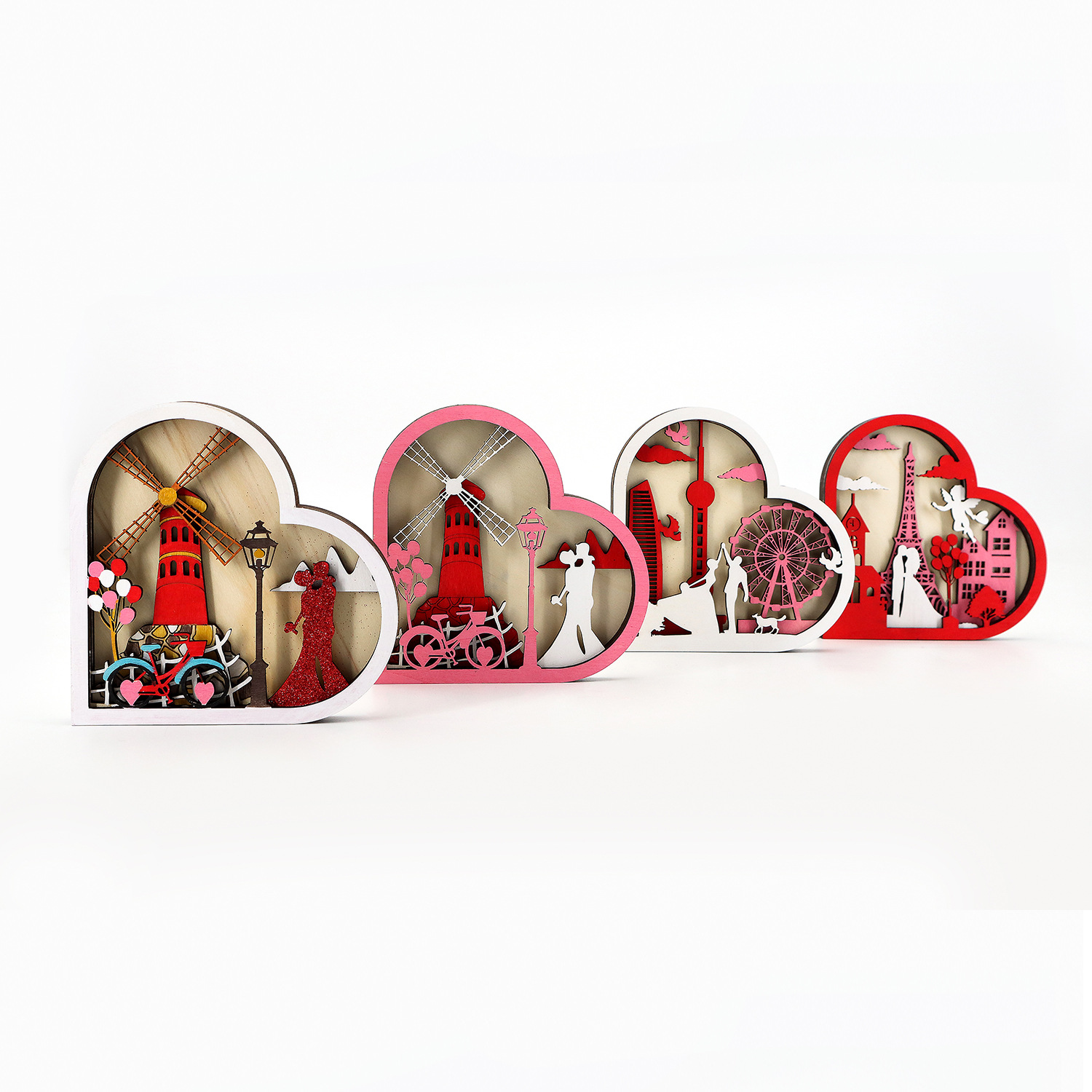 Wooden Hollow Carved Heart Ornament Gift-Desktop Decoration European Style Frame For Couple-Lovesyouforever