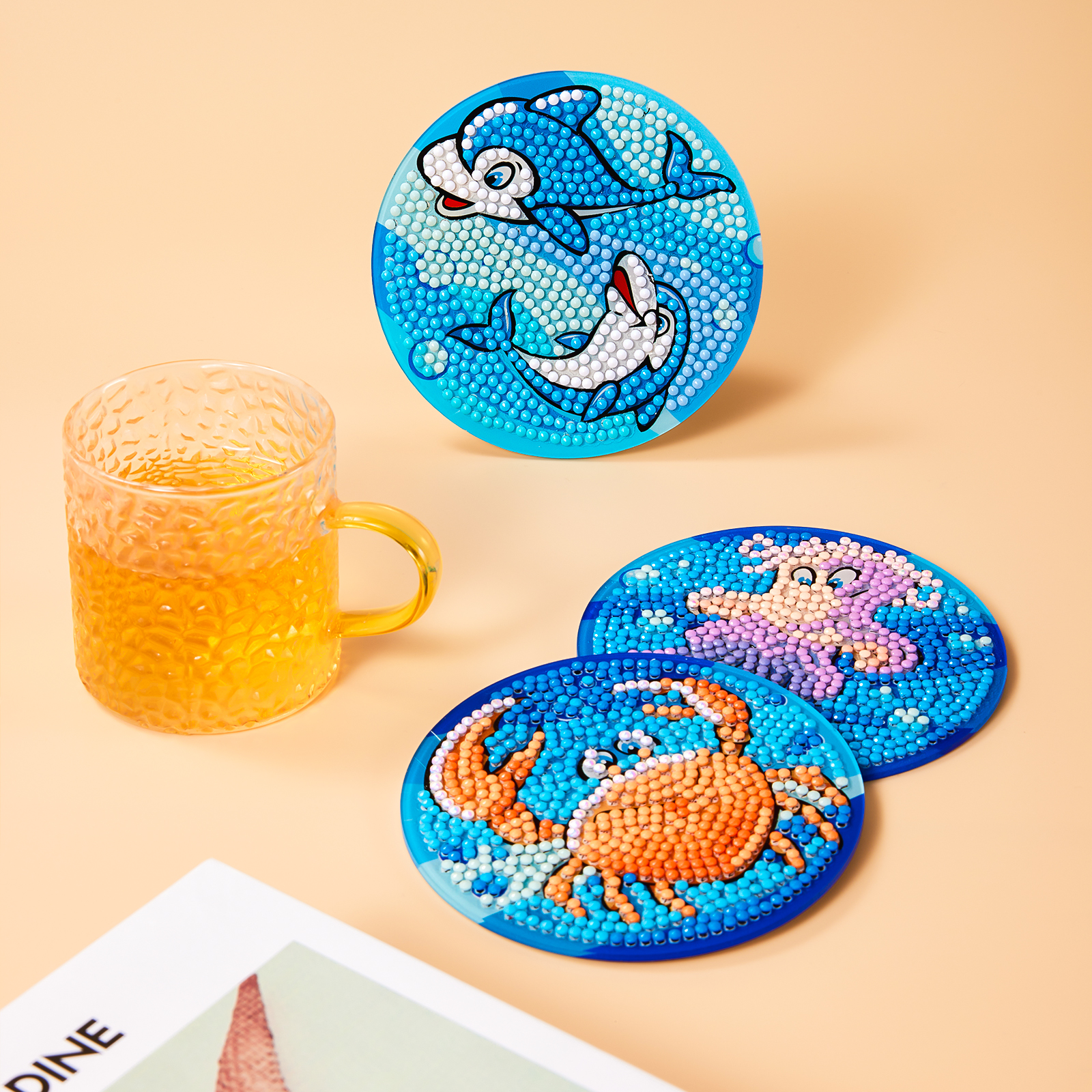 3 Pieces 5D Diamond Painting  Coasters New Style Various Sticker Patterns DIY Leisure Toys Children's Christmas Gifts-Lovesyouforever