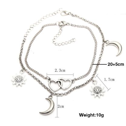 Bohemia Sun and Moon Anklet Summer Beach Accessories Double Layer Anklet-Lovesyouforever