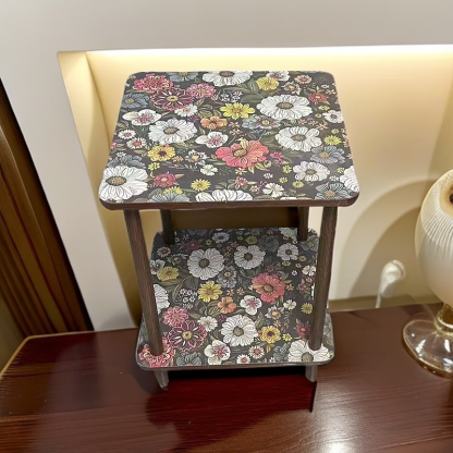 Mandala side table, coffee table, sofa side cabinet, Nordic pattern, trendy bedroom double-layer small table, living room bedside corner table-Lovesyouforever
