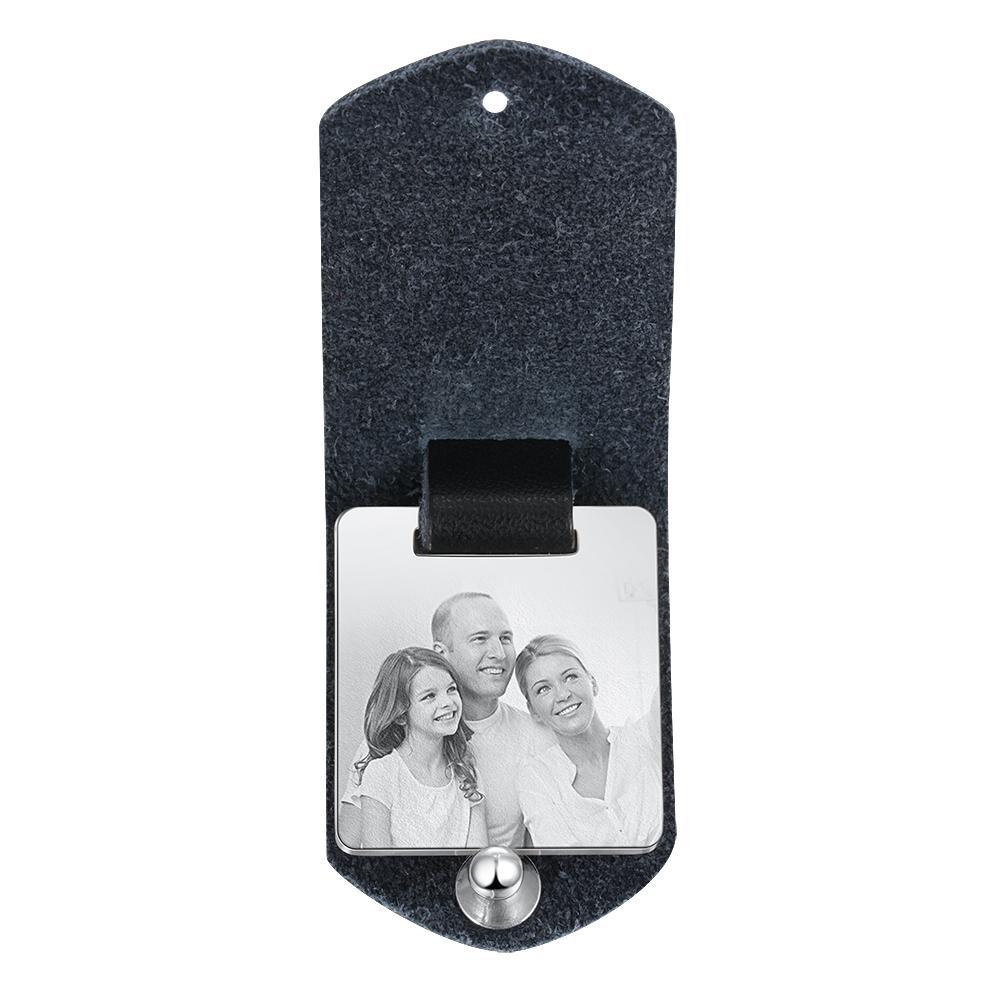 Personalized Photo Leather Keychain with Calendar-Lovesyouforever