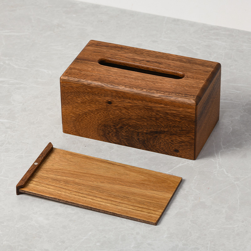 High-end acacia wood tissue box, solid wood light luxury tissue box, Chinese-style living room home creative wooden napkin box-Lovesyouforever