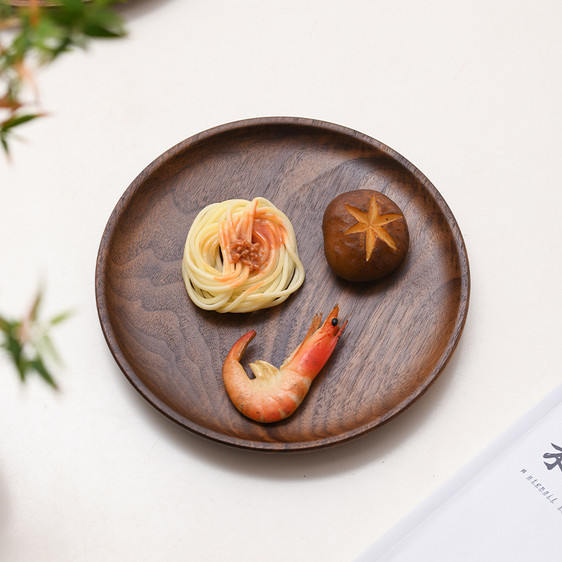 North American black walnut wood tray, solid wood dessert and snack plate, wooden fruit plate, round dried fruit tray, anti-scald wooden tray-Lovesyouforever