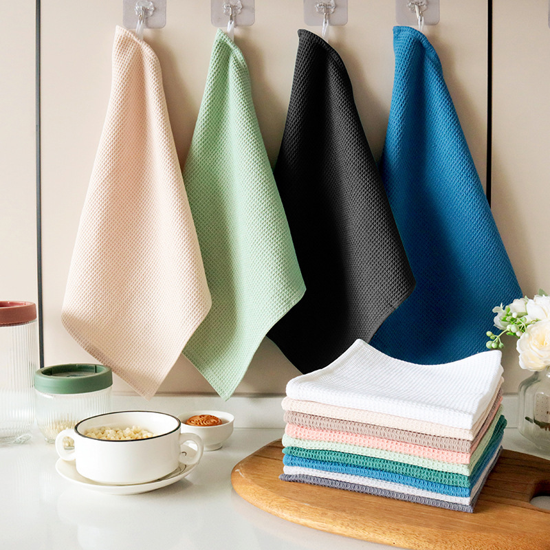100% cotton plain waffle dish towel, pineapple grid cleaning cloth, kitchen cleaning cloth, suitable for cross-border labeling-Lovesyouforever