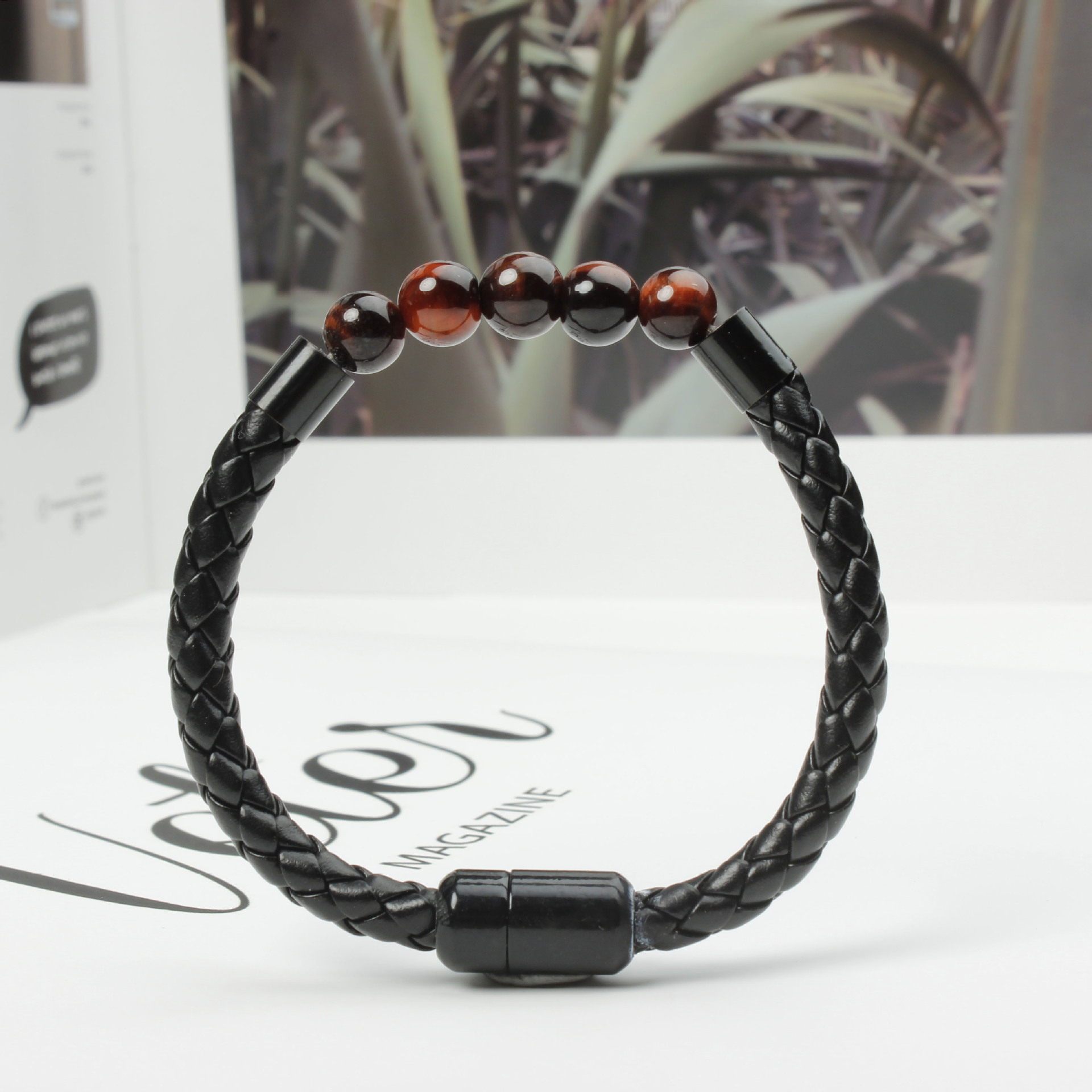 Tiger Eye & Black Onyx Beaded Bracelet – Unique Gift for Him | Jessemade-Lovesyouforever