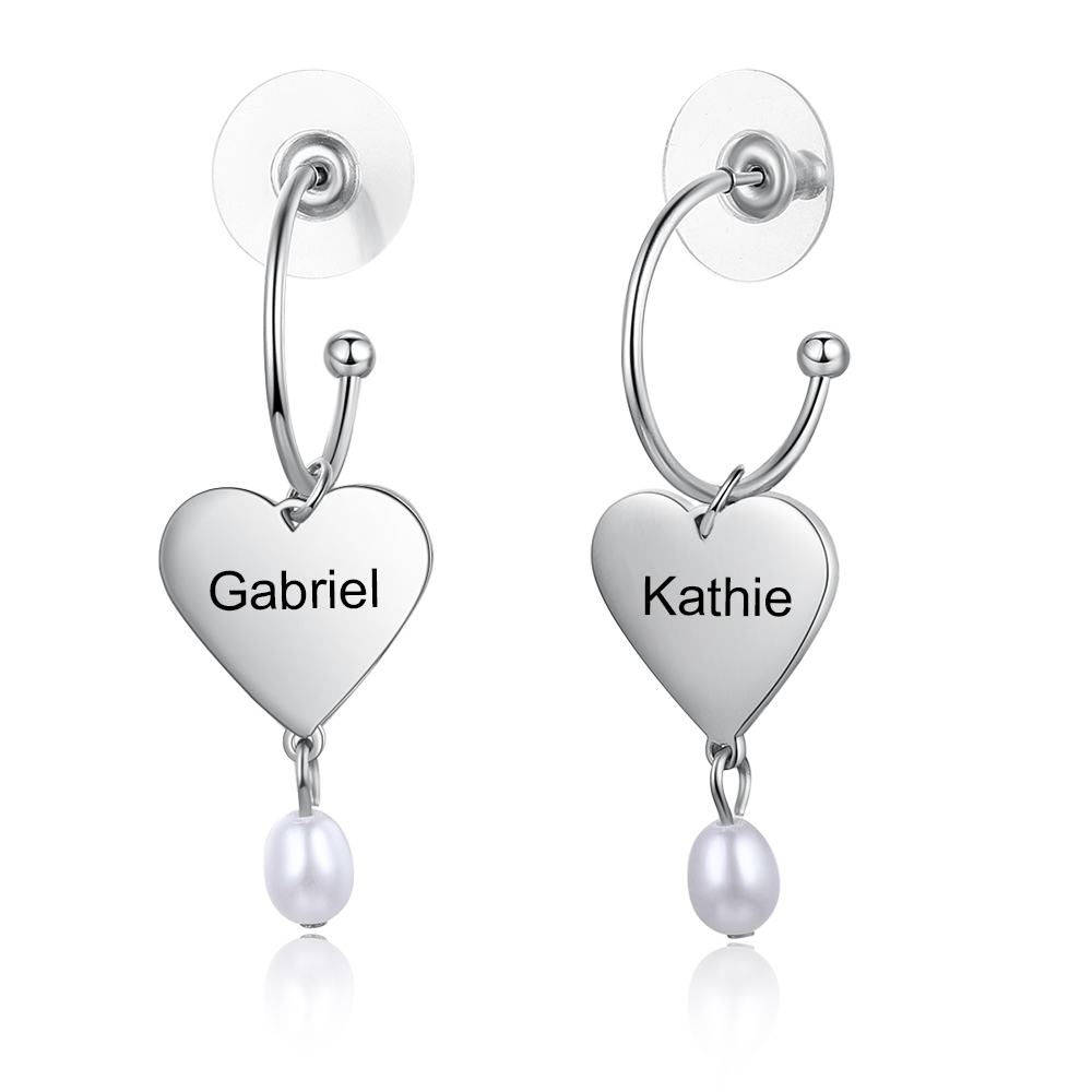 2 Names-Personalized Heart Earrings Custom Names for Women-Lovesyouforever