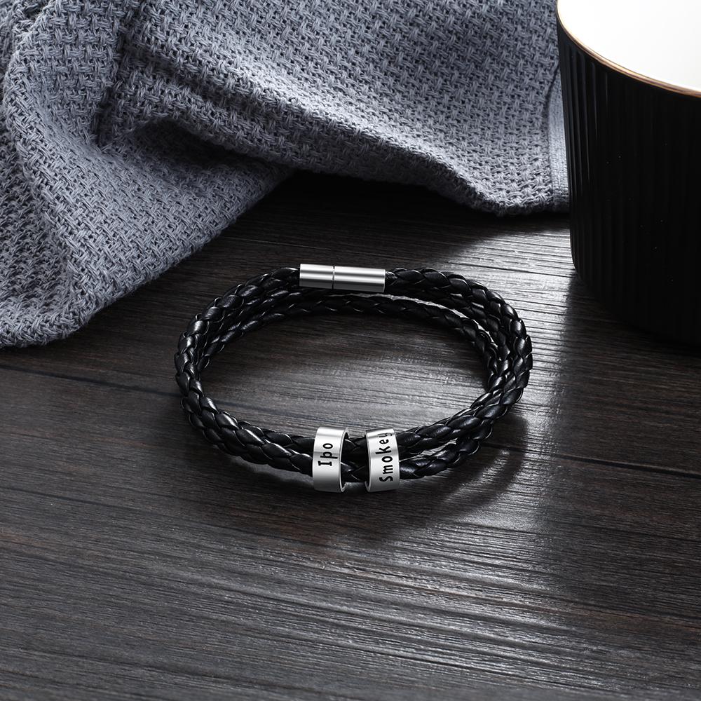 Mens Leather Bracelet Beads Only Beads-Lovesyouforever