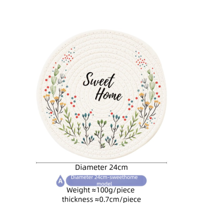 Woven Insulated Table Mat, Light Luxury Nordic Cotton Printed Placemat, Plate Mat, Cup Mat, Round Pot Mat, Bowl Mat-Lovesyouforever