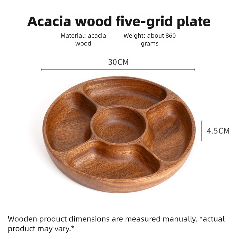 Walnut wood exquisite fruit plate, salad bowl, solid wood tray, rectangular household snack and fruit serving dish, acacia wood dinner plate-Lovesyouforever