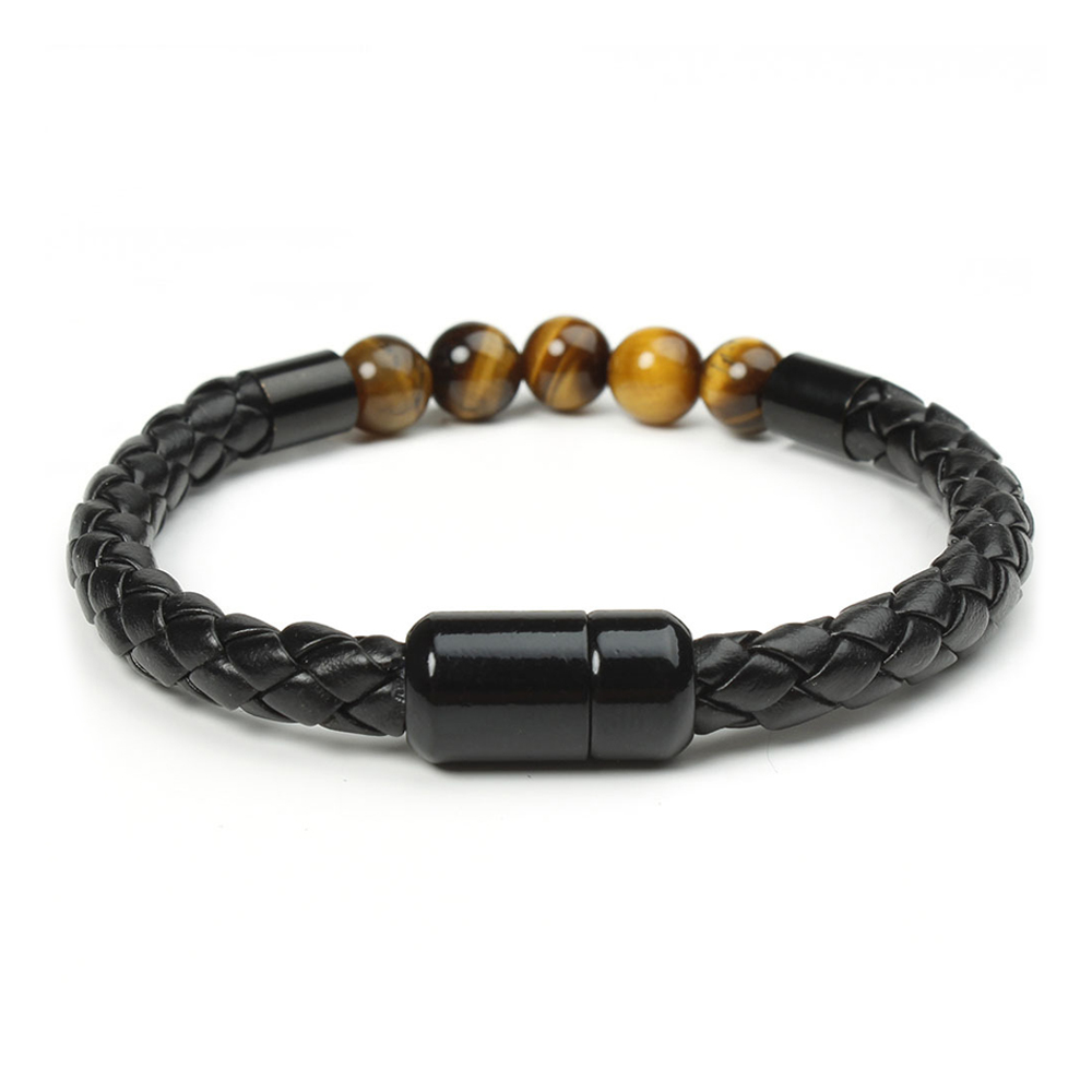 Tiger Eye & Black Onyx Beaded Bracelet – Unique Gift for Him | Jessemade-Lovesyouforever