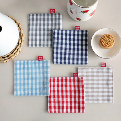 Fabric coasters, double-layer plaid heat-insulating coasters, square mug coasters-Lovesyouforever