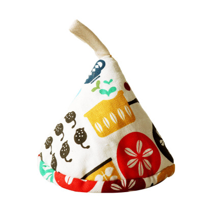 Japanese-style triangular pot cover, kitchen fabric heat-insulating pot handle cover, ear cover for clay pots and iron pots, anti-scald cap-Lovesyouforever
