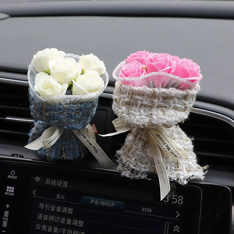 Rose bouquet car air freshener, car air conditioner vent perfume, car fragrance decoration ornament, creative gift-Lovesyouforever
