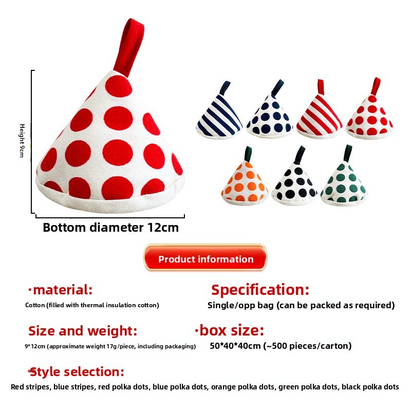 Wholesale polka dot striped pot cover, triangular anti-scald pot cover, heat-insulating triangular clamp, polka dot pot cover, enamel pot handle cover-Lovesyouforever