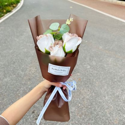Finished crushed ice blue rose bouquet, soap flowers, Qixi Festival gift, graduation bouquet, gift for best friend, photo decoration, artificial flowers-Lovesyouforever