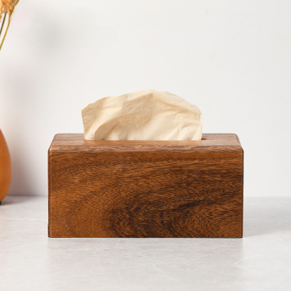 High-end acacia wood tissue box, solid wood light luxury tissue box, Chinese-style living room home creative wooden napkin box-Lovesyouforever