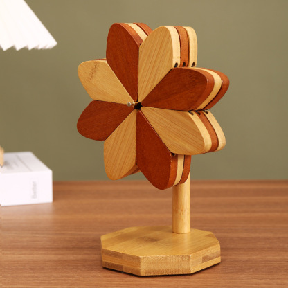Tree-shaped windmill heat-resistant mat, bamboo solid wood placemat, coaster, anti-scald mat, table mat, creative high-end decorative item-Lovesyouforever