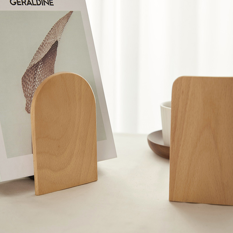 North American black walnut wood bookends, creative beech wood book supports, thick and sturdy, cute and creative children's desk bookends-Lovesyouforever