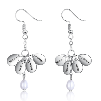 8 Names-Personalized Pearl Earrings Custom Name for Women-Lovesyouforever