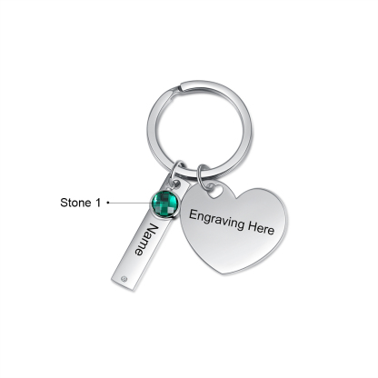 1 Name-Personalized Heart Keychain Custom Birthstone-Lovesyouforever