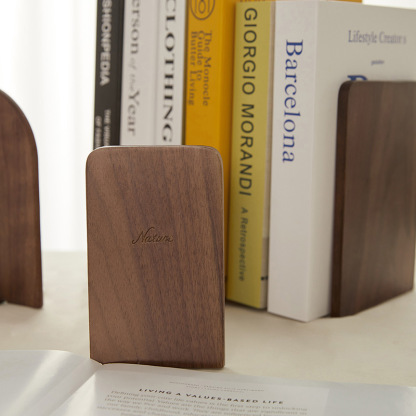 North American black walnut wood bookends, creative beech wood book supports, thick and sturdy, cute and creative children's desk bookends-Lovesyouforever