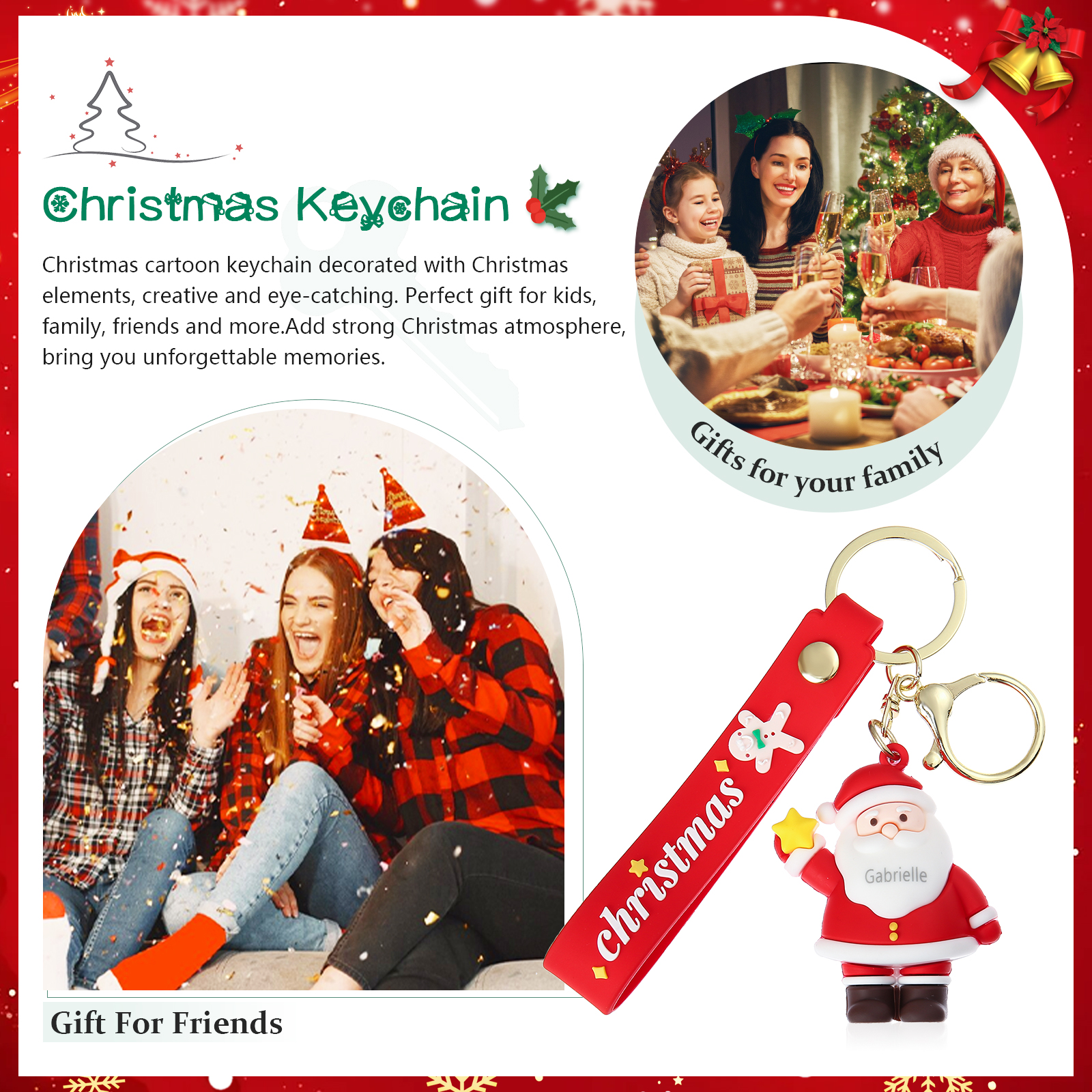 Personalized Christmas Santa Claus Keychain-Custom Name Keychain Gift-Lovesyouforever