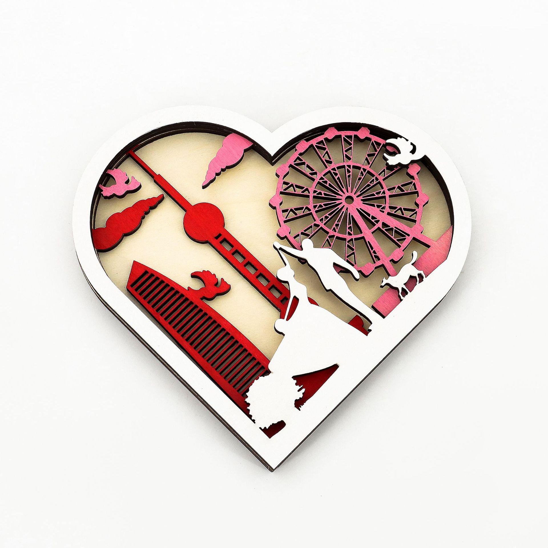 Wooden Hollow Carved Heart Ornament Gift-Desktop Decoration European Style Frame For Couple-Lovesyouforever