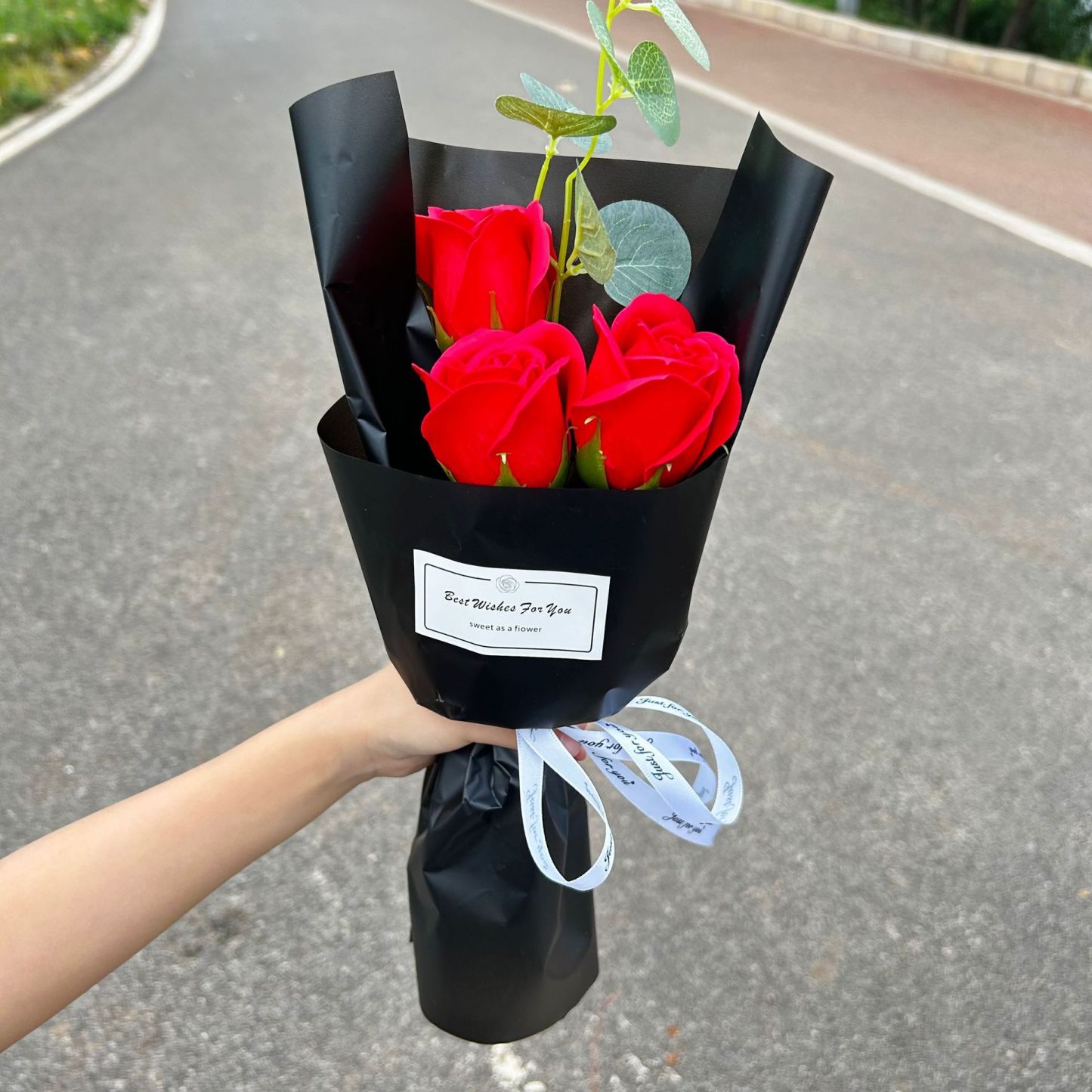 Finished crushed ice blue rose bouquet, soap flowers, Qixi Festival gift, graduation bouquet, gift for best friend, photo decoration, artificial flowers-Lovesyouforever